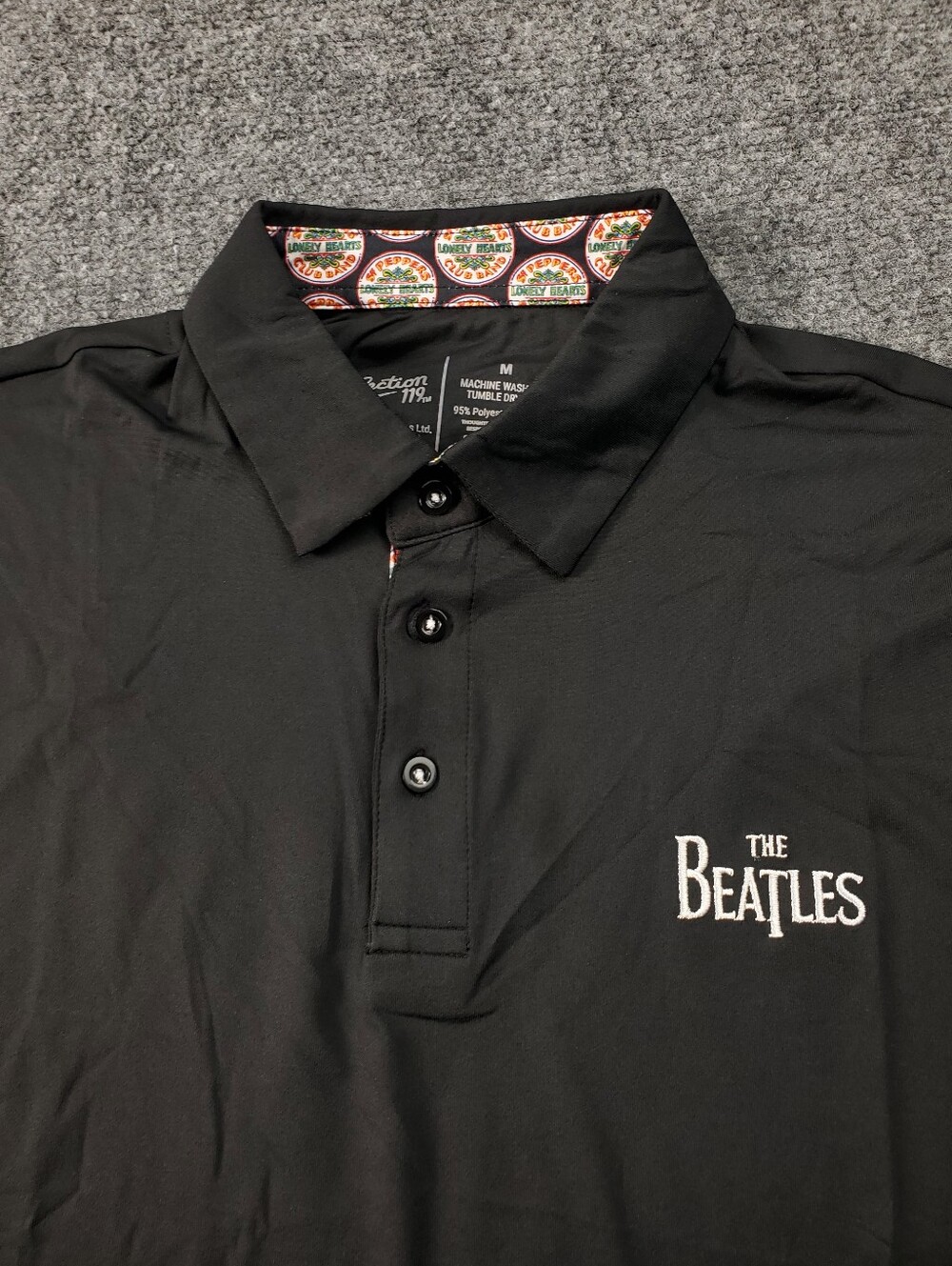 Section 119 The Beatles Polo Shirt Mens Medium Performance Stretch Golf Black - Picture 5 of 9